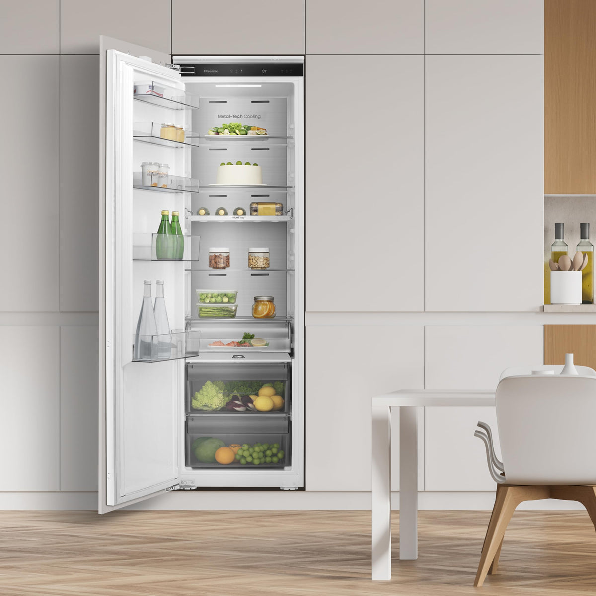 Hisense FV298N4ACE Tall Freestanding Freezer 240 Litre Capacity Total No Frost with LED Display 59D x 59.5W x 172H cm - Stainless Steel, Silver