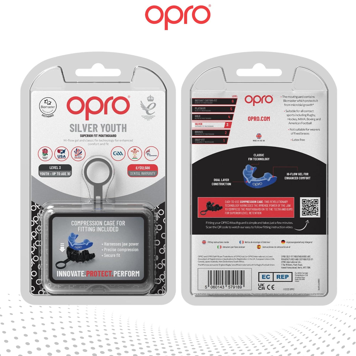 OPRO Silver Level Mouthguard Essential Fit – Gum Shield Adult and Kids – OPRO Mouth Guard Boxing and MMA, Easy Self-Fit Gum Shield Rugby and Hockey – Superior Protection with Dental Warranty