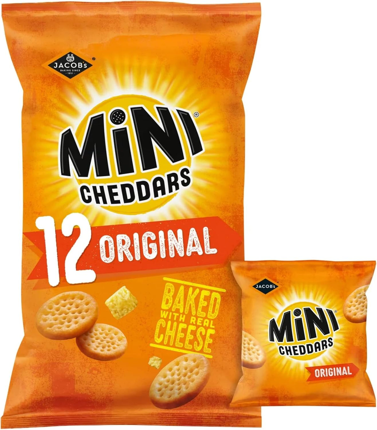 JACOB'S Mini Cheddars Original Multipack, 12 x 23 g Bags Per Pack