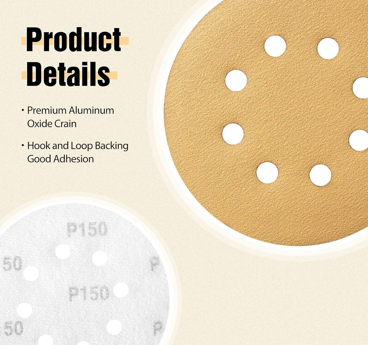 SATC Sanding Discs 150 Grit 110PCS Orbital Sander Discs 125mm Hook and Loop Round Orbital Sander Pads for Sanding