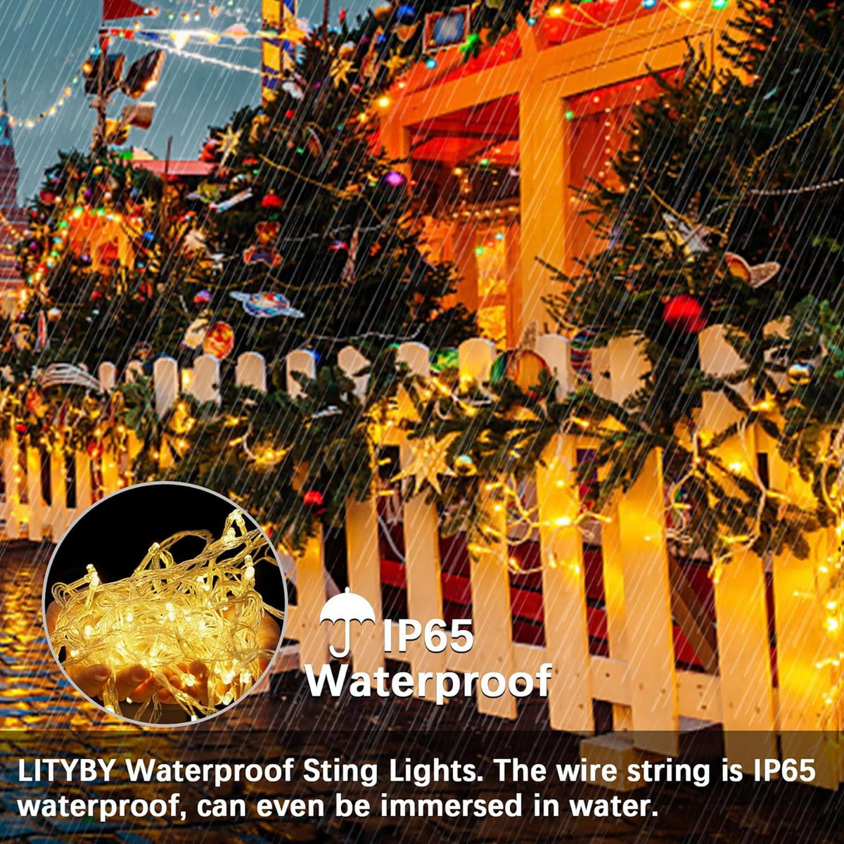 LITYBY Fairy Lights Plug in Waterproof,120LED String Lights Main Powered
