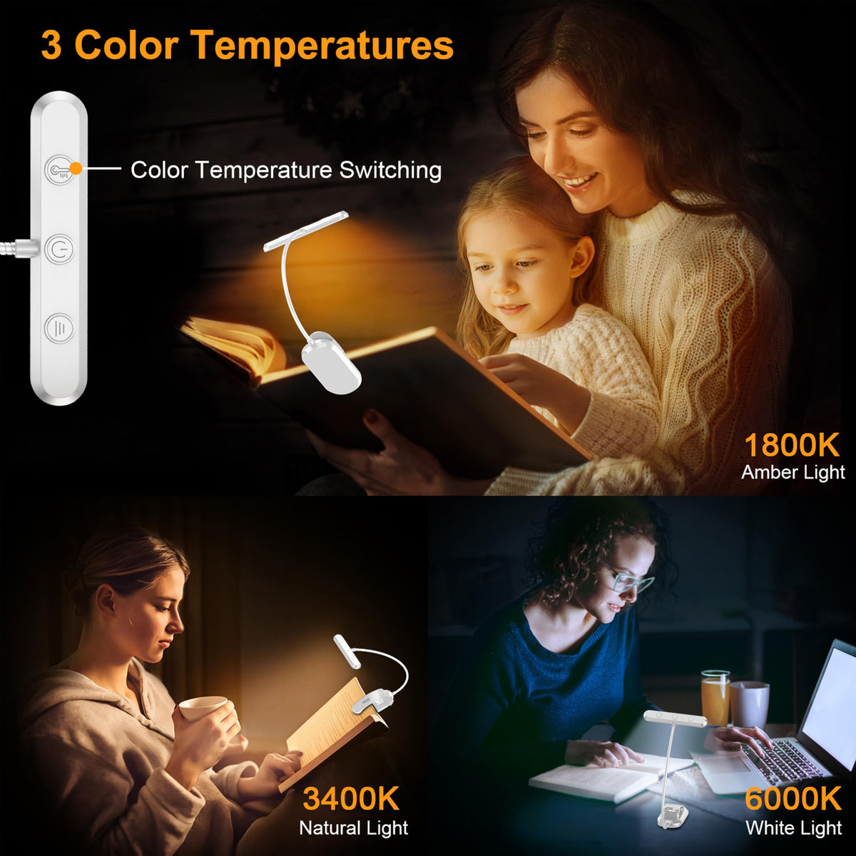 Gritin 19 LED Rechargeable Book Light for Reading in Bed - Memory Function