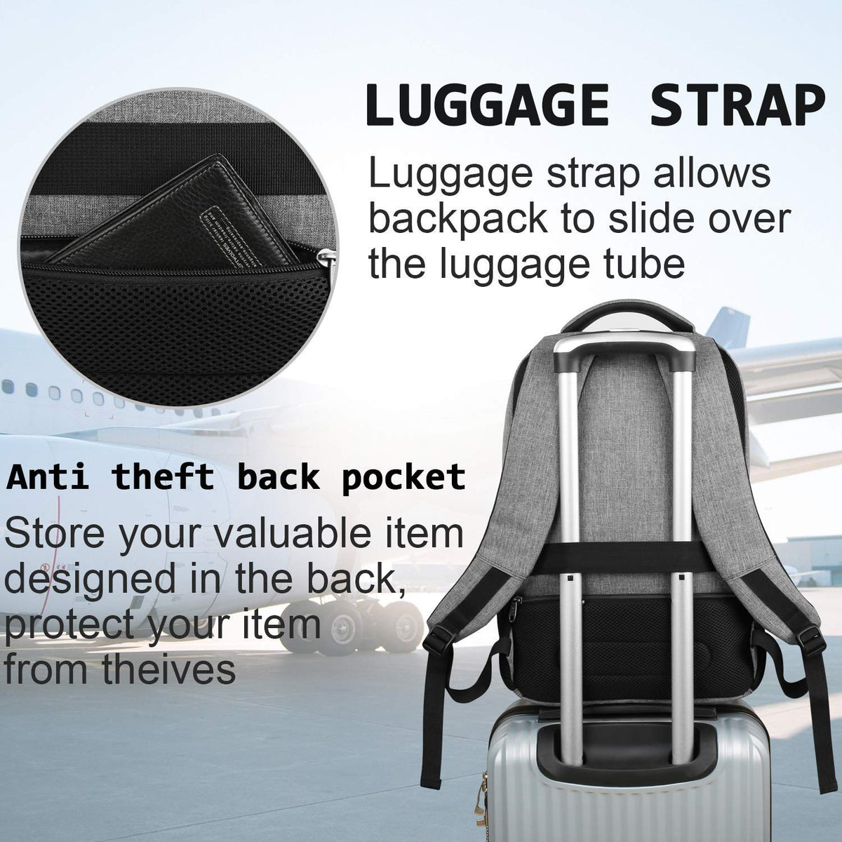 KASIBON Laptop Backpack for Men, Anti-Theft Travel Backpack Business