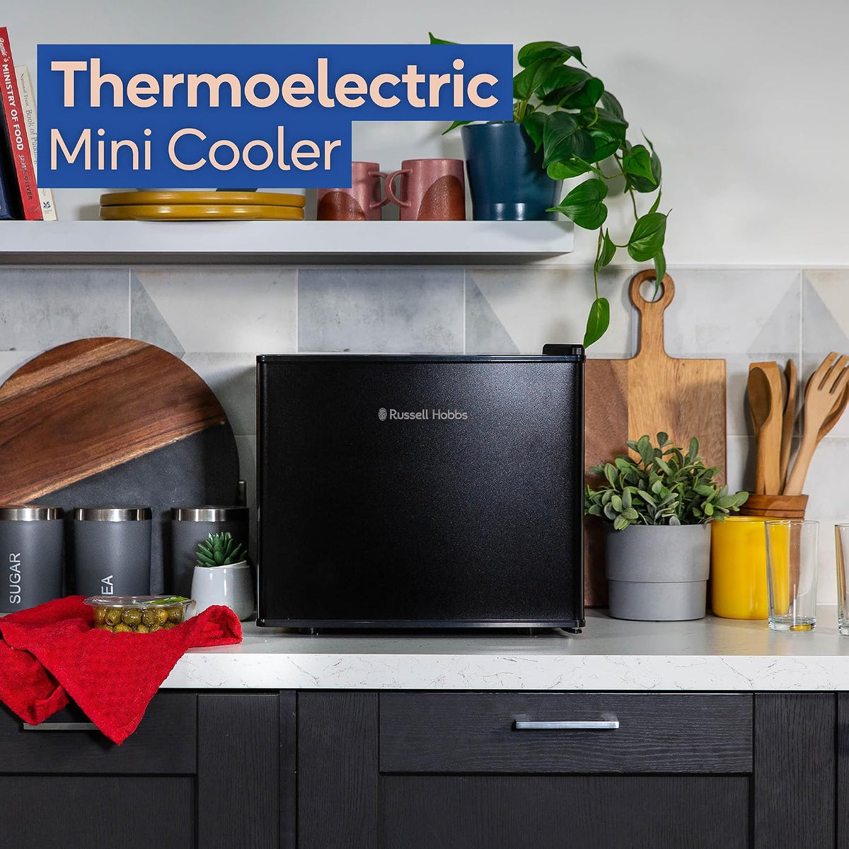 Russell Hobbs Quiet Mini Cooler 17L Thermoelectric for Drinks with Adjustable Thermostat, Portable in Black, Compact For Bedroom, Home, Caravan, Car RH17CLR1001B