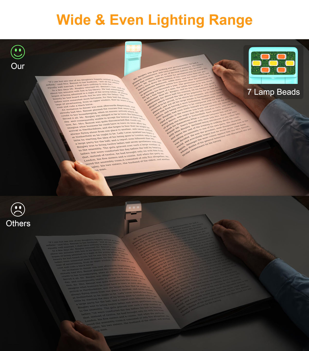 Gritin Book Light Rechargeable, Reading Light Lamp Clip on Book for Reading