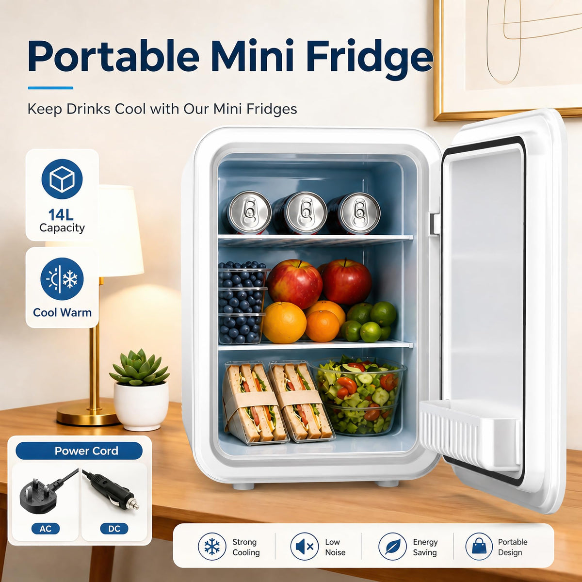 25L Mini Fridge, 30 Cans Portable Cooler & Warmer Small Fridge