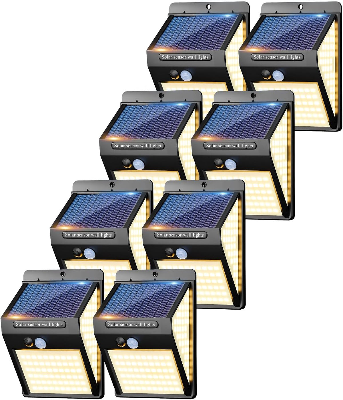 litogo [4 Pack White Frame 140LED Solar Security Lights Outdoor, Solar Motion Sensor Lights 270ºWide Angle Waterproof Solar Powered Durable Wall Lights Outside 3 Modes