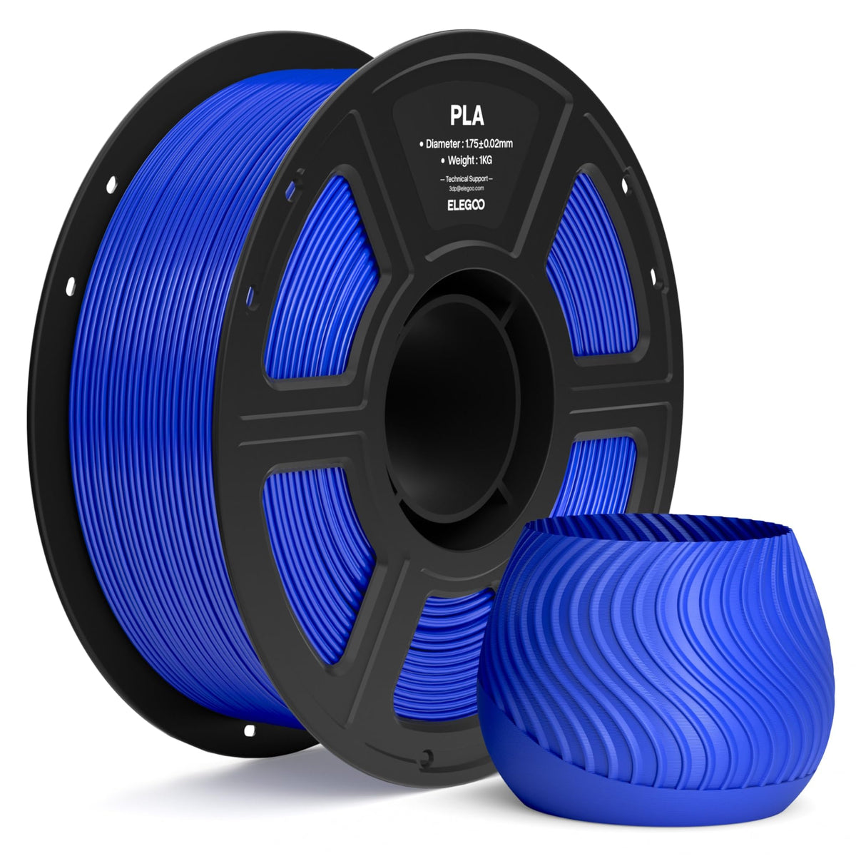ELEGOO PLA 3D Printer Filament 1.75mm Black 1KG, Easy to Use, Durable