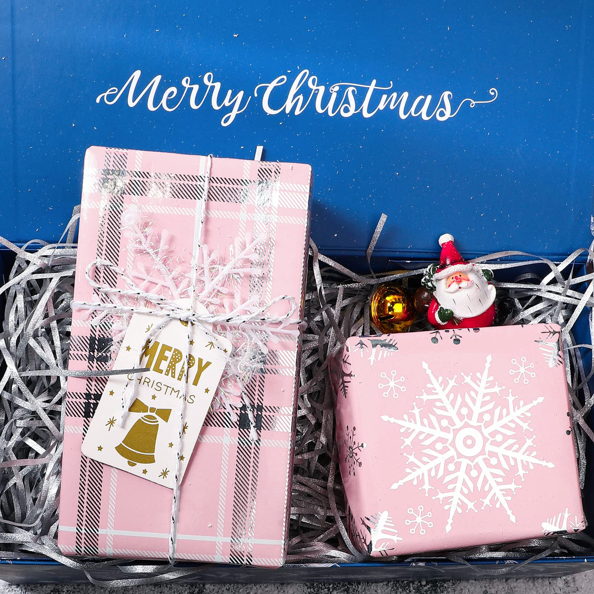 RUSPEPA Christmas Wrapping Paper Roll - Mini Roll - 3 Rolls - 43.2cm x 3m Per Roll - Bird, Christmas Garland, Holly and Pinecones Holiday Design with Metallic Foil Shine