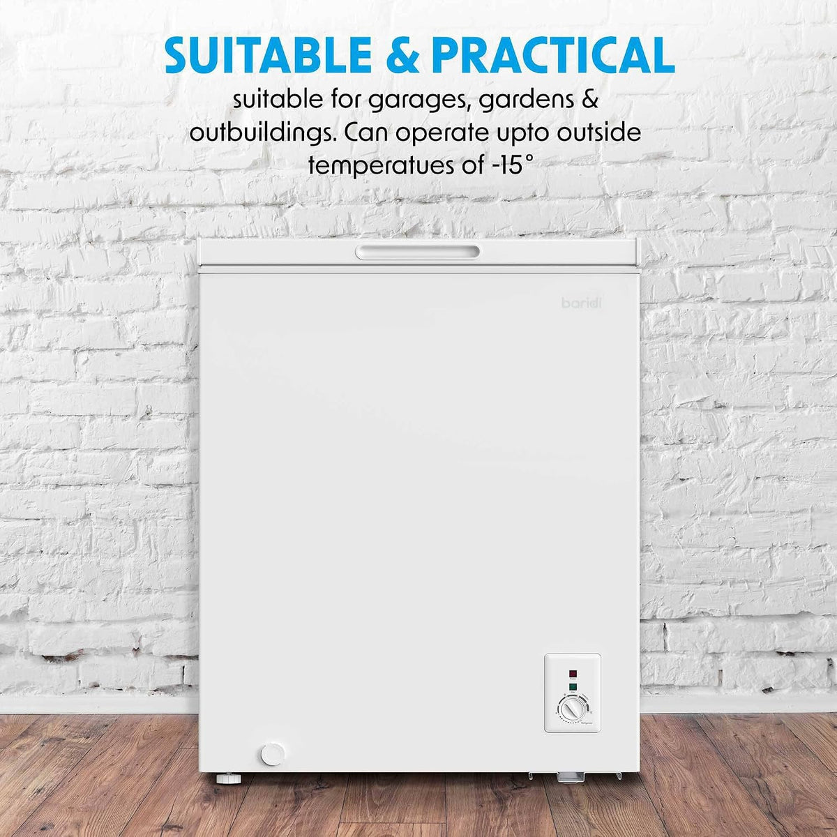 Baridi 299L Freestanding Chest Freezer with Adjustable Thermostat, Black - DH261