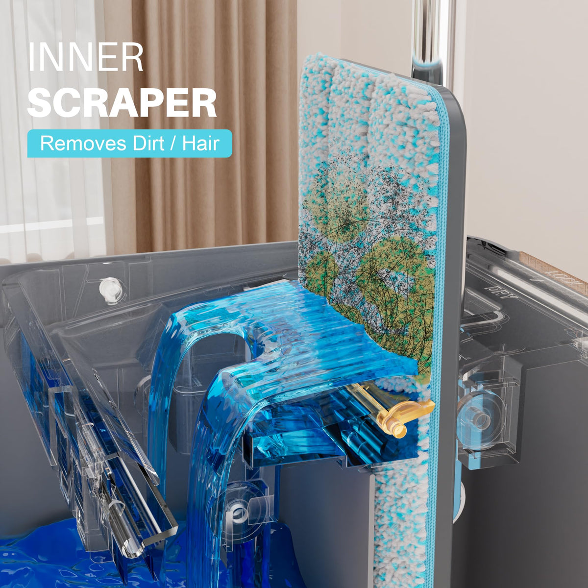 JOYMOOP Mop and Bucket with Wringer Set, Hands Free Flat Floor Mop and Bucket, with 3 Washable Microfiber Pads, Wet and Dry Use, Floor Cleaning System