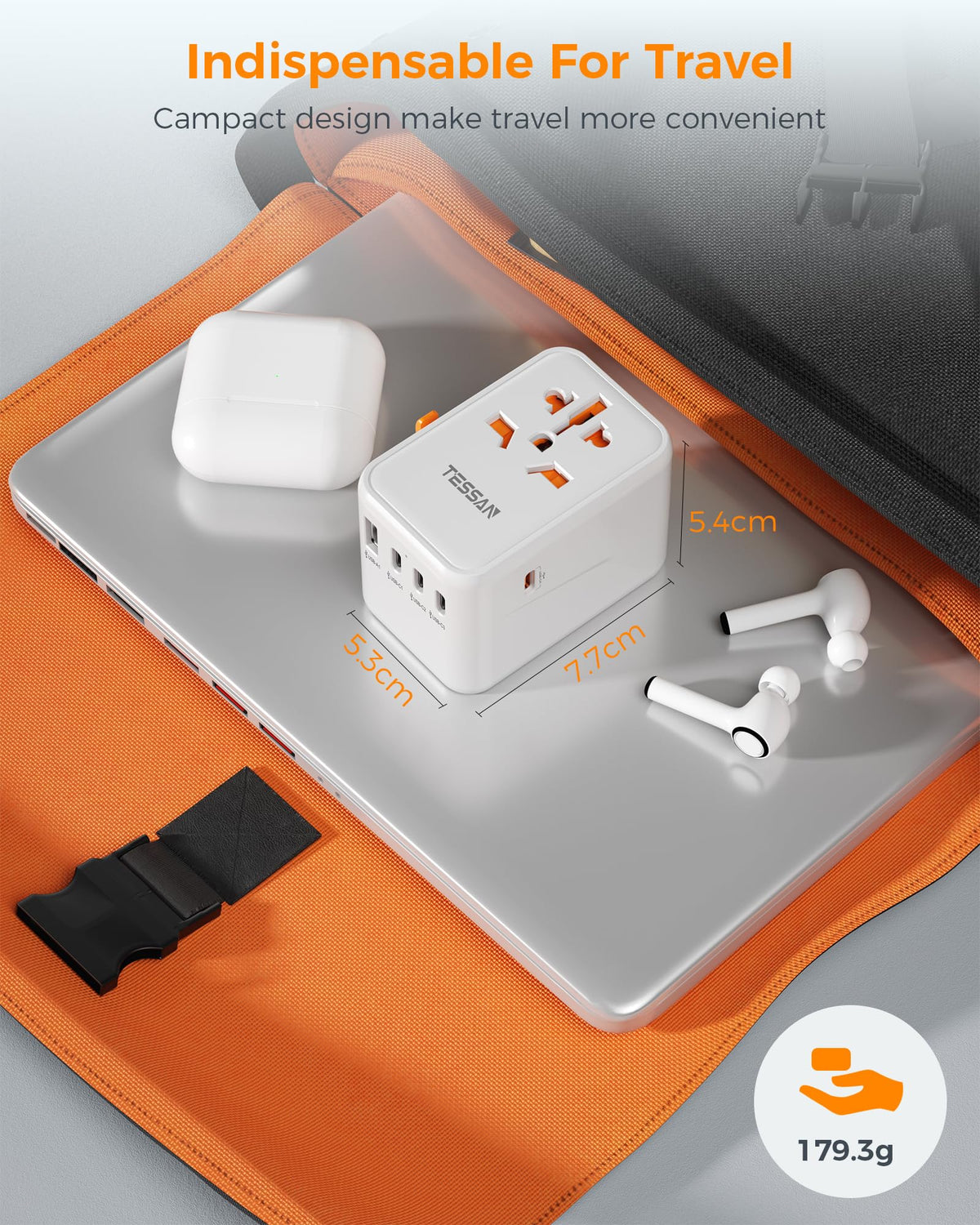 TESSAN Universal Travel Adapter Worldwide with 2 USB C and 2 USB A Ports