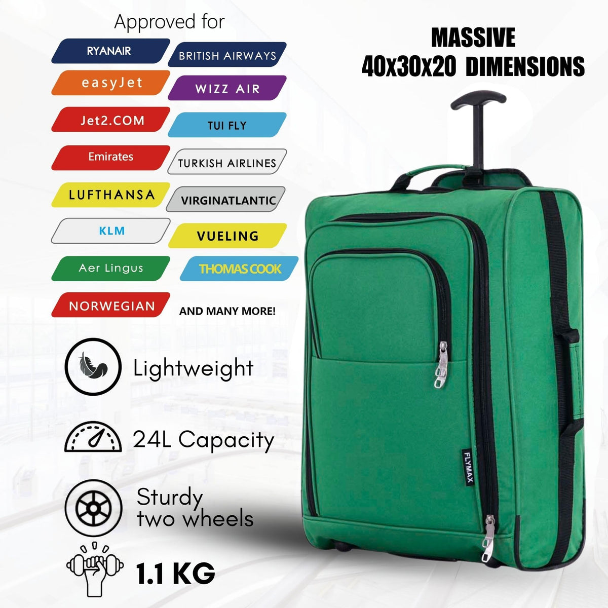 Easyjet 45x36x20 Carry on Suitcase Approved Underseat Cabin Bag Case Lightweight Hand Luggage 1.3kg 33L Black