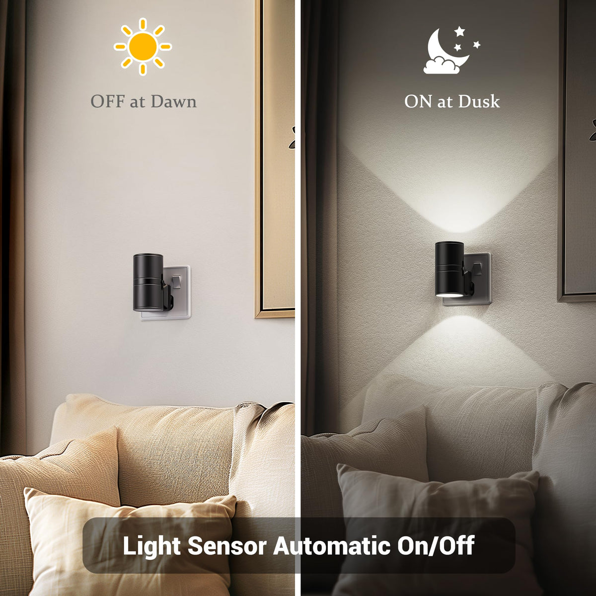 JandCase Night Light, Night Light Plug in Wall with Dusk to Dawn Sensor