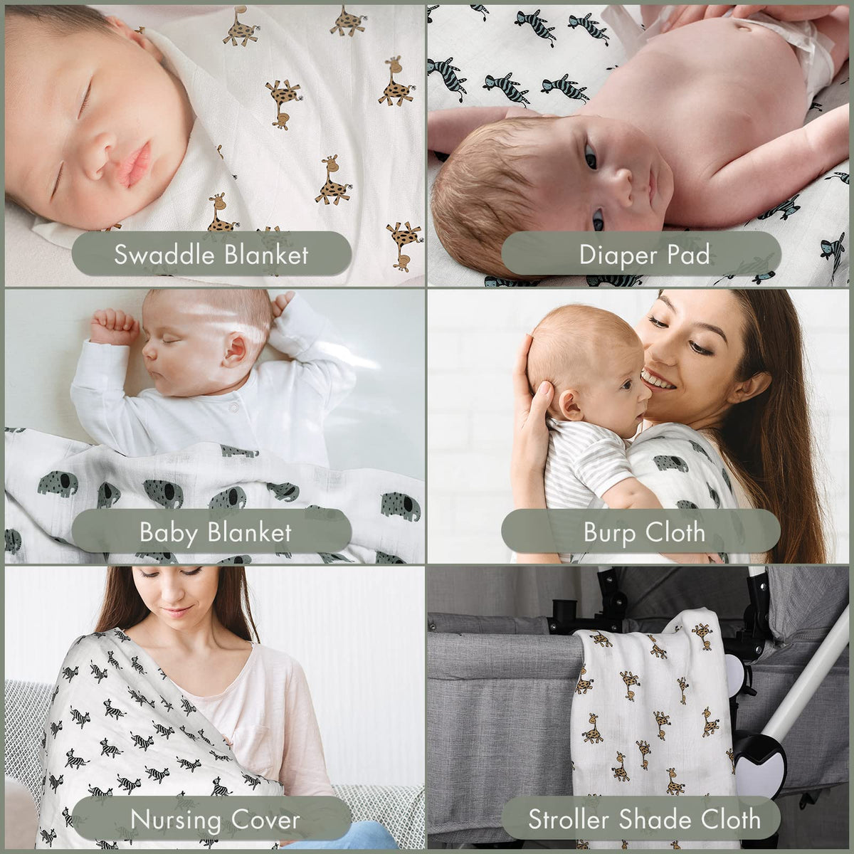 GLLQUEN BABY Muslin Squares Cloth for Baby 6pack 70cm x 70cm