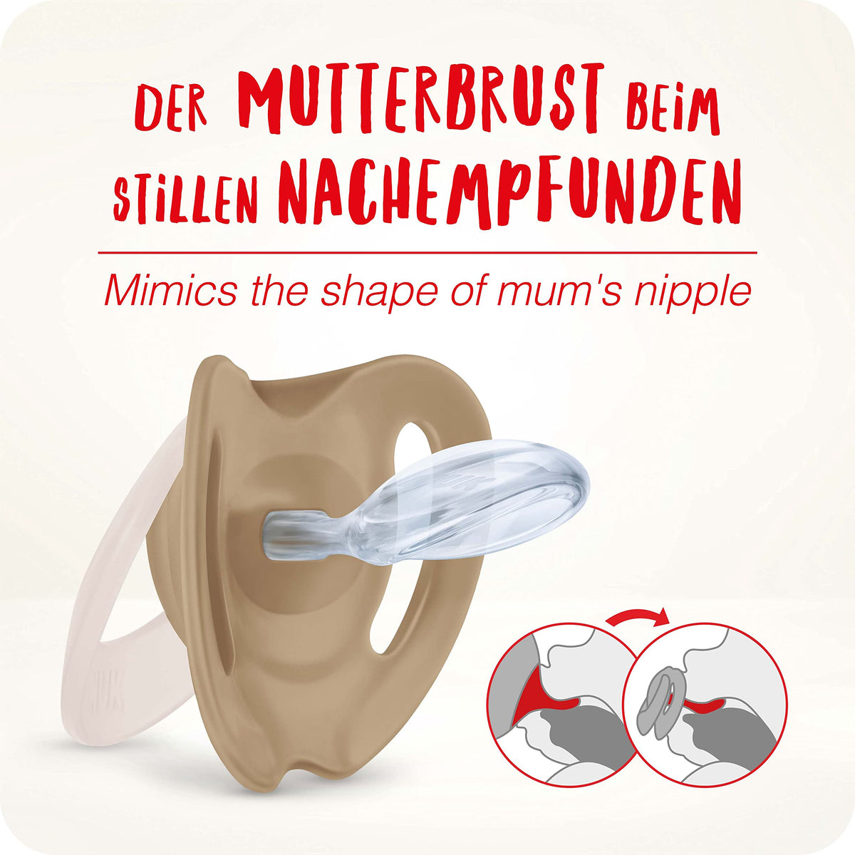 NUK First Choice Baby Dummies | 18-36 Months | Orthodontic Soothers | Soothes 99% of Babies** | Red | 4 Count