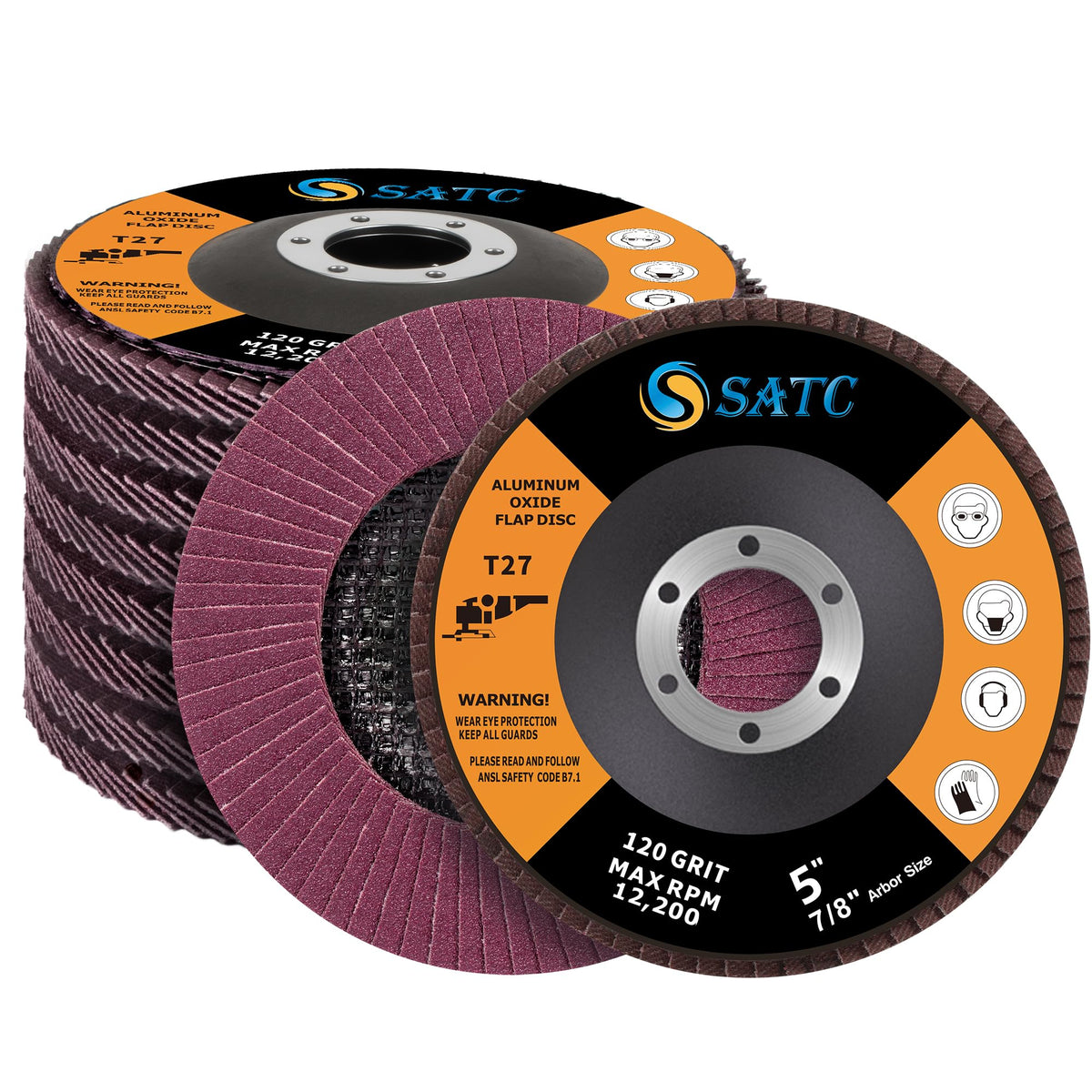 SATC Flap Discs 115mm 10 Pack Grinding Discs 120 Grit for Angle Grinder to Sanding Grinding Metal Wood