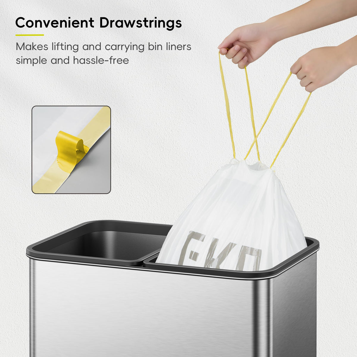 EKO Bin Bags, Kitchen Bin Liners, Drawstring, 40-60 Litre, 12 Count, Code F