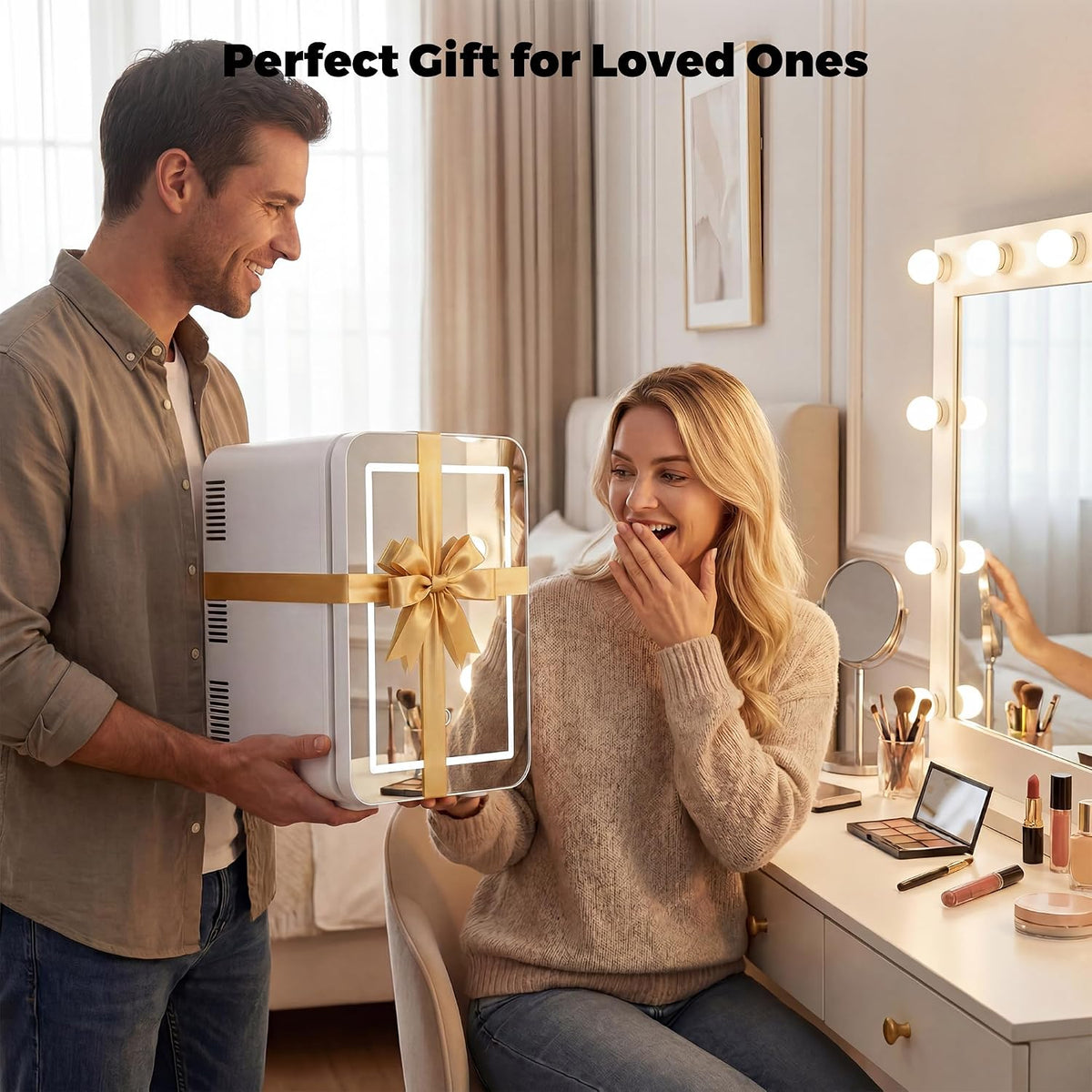 6L Skincare & Makeup Mini Fridge, Cooler & Warmer with LED Mirror