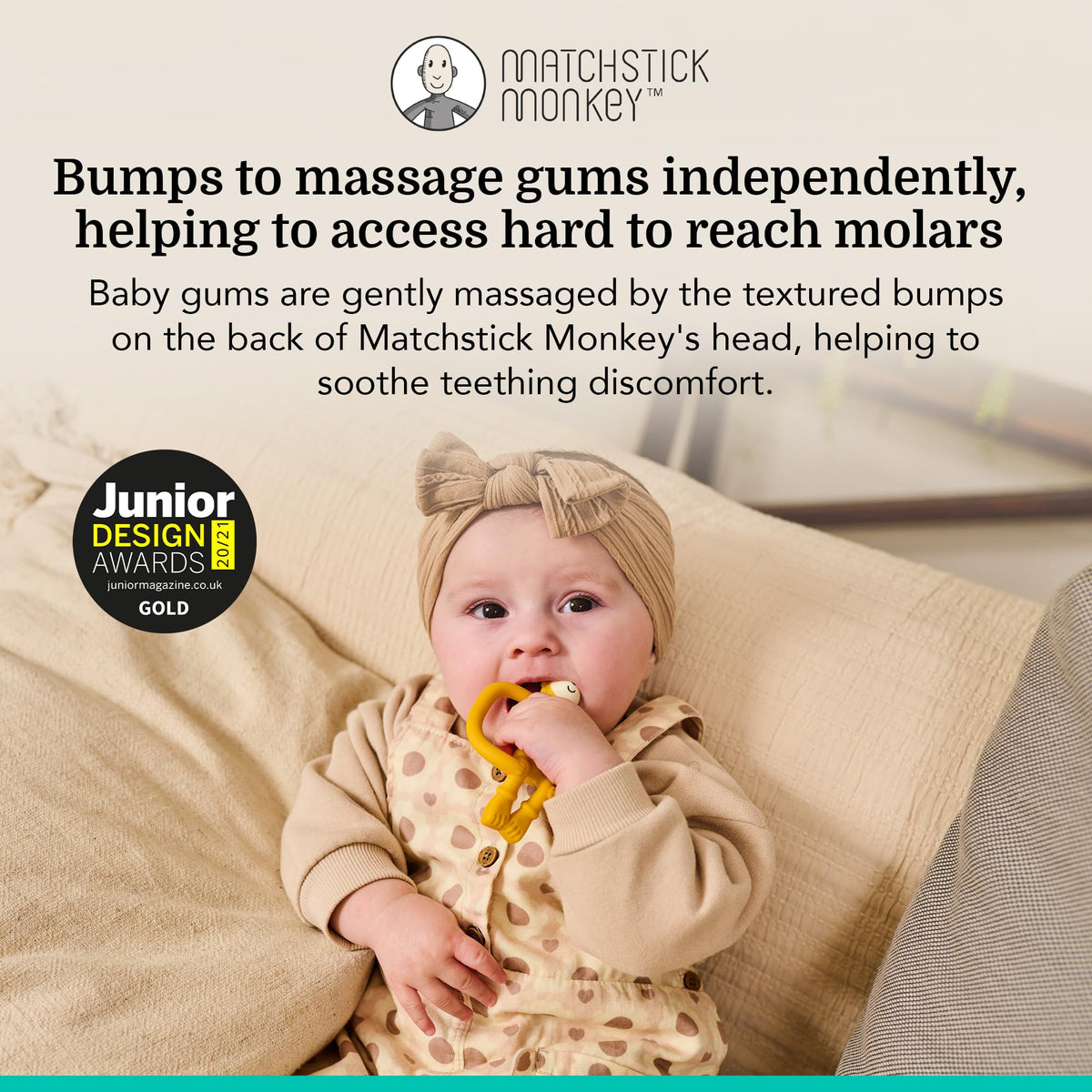 Matchstick Monkey, Antimicrobial Silicone Teether & Gel Applicator, Easy To Grip, BPA Free, 3 Months Old+, 11 cm, Gigi Giraffe, Pack of 1