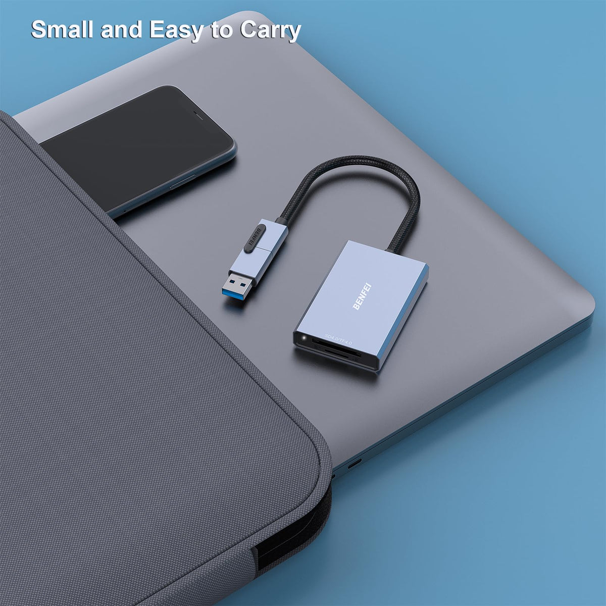 Memory Card Reader, BENFEI 4in1 USB 3.0 and USB-C to SD Micro SD MS CF Card Reader Adapter, 4 Cards Simultaneously Read and Write, Compatible with iPhone 15 series, MacBook Pro/Air 2023, and More