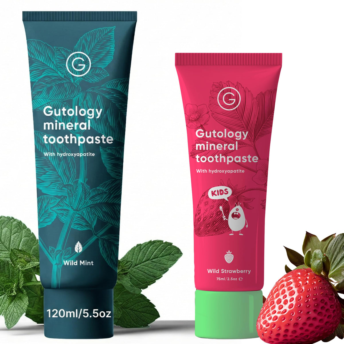Gutology Mineral Hydroxyapatite Toothpaste, Fluoride Free, 120ml, Wild Mint