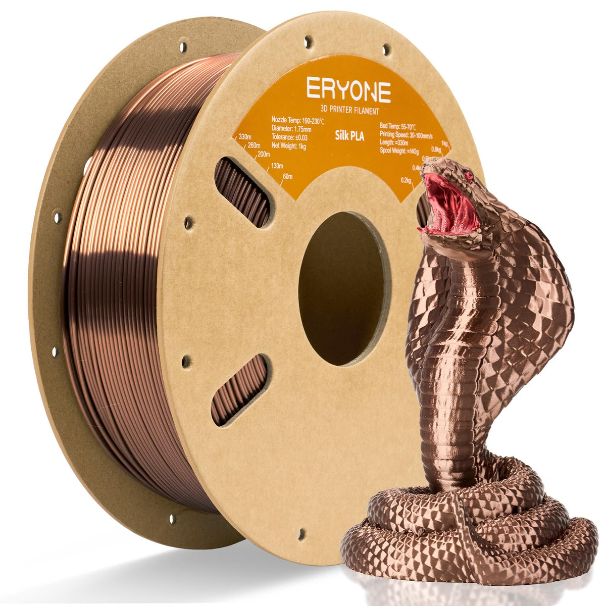 ERYONE Silk PLA Filament 1.75mm,3D Printer Filament PLA,Shiny Glossy PLA Filament,+/-0.03mm,1kg(2.2lbs)/Spool,Silk Liquid Gold