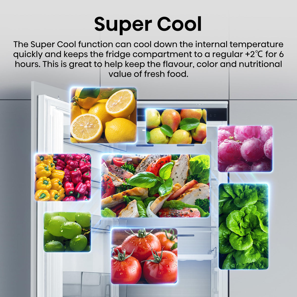 Hisense FV298N4ACE Tall Freestanding Freezer 240 Litre Capacity Total No Frost with LED Display 59D x 59.5W x 172H cm - Stainless Steel, Silver