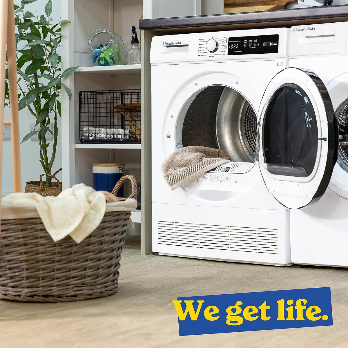 Russell Hobbs Freestanding Condenser Dryer Electric Tumble Dryer 15 Programmes 8kg Capacity 3 Heat Settings LED Display DelayStart Anti-Crease Child Lock Black Clothes Dryer RH8CTD111B