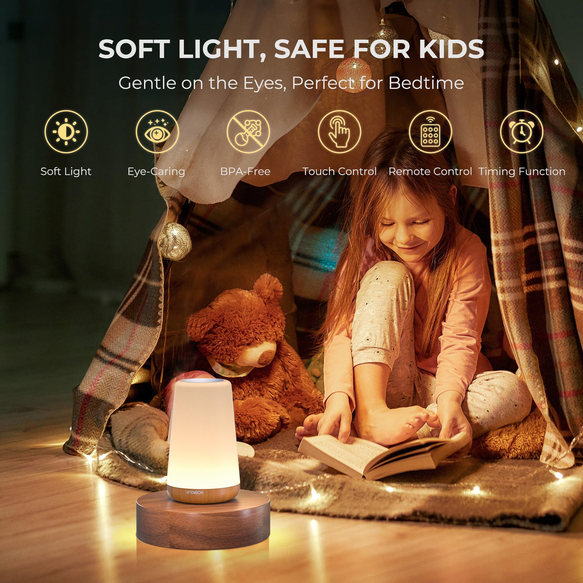 Night Light, LED Touch Bedside Lamp for Bedroom, Living Room & Kids