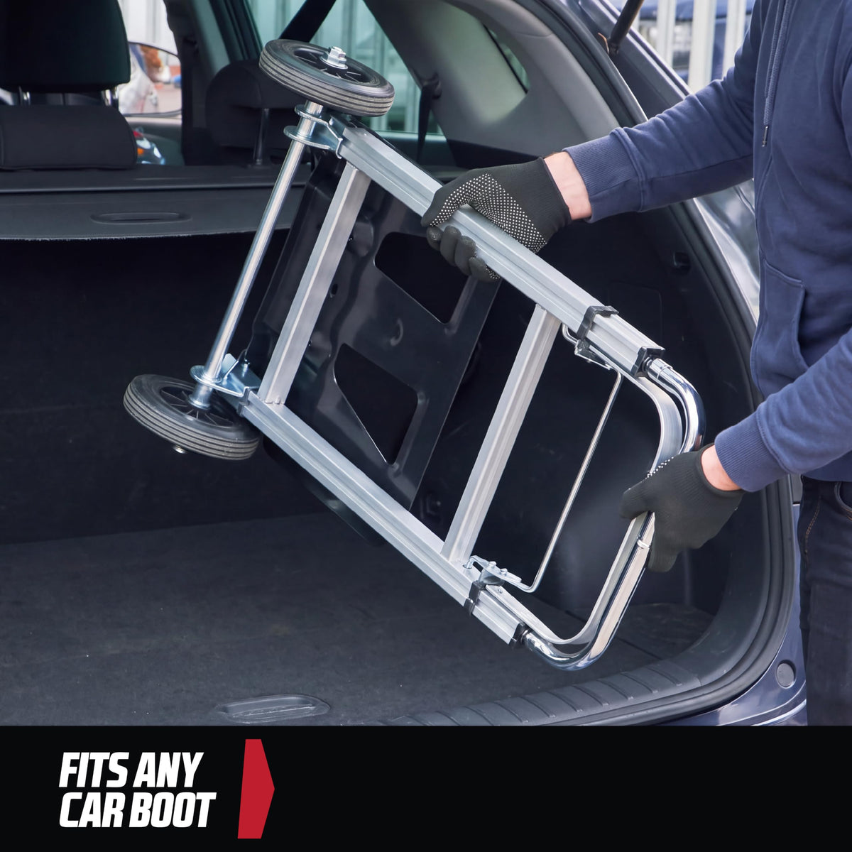 MoverX Folding Hand Truck Aluminium, Heavy Duty Hand Truck Foldable Trolley on Wheels, Multi Purpose Sack Truck Moving Trolley, 80kg