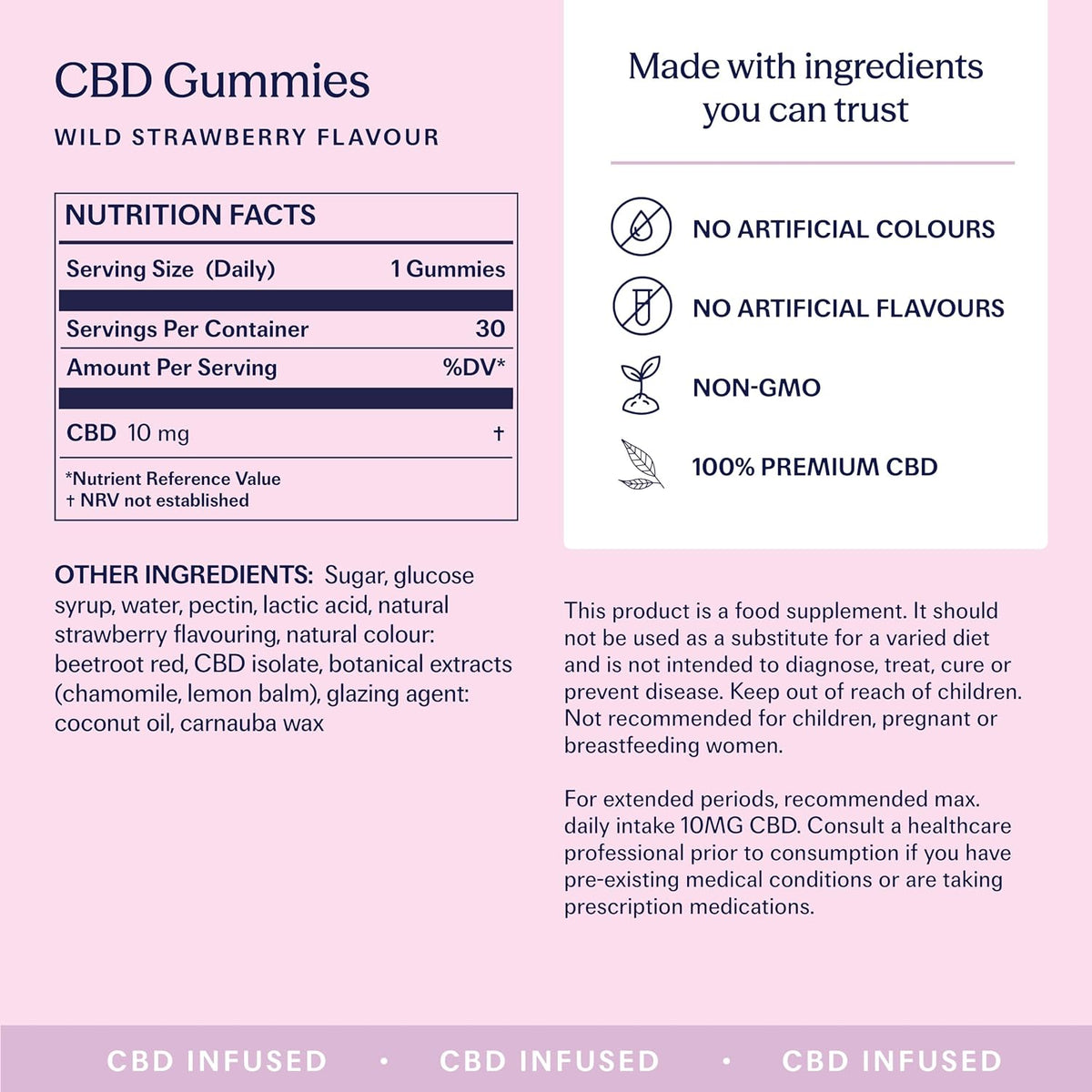 TRIP CBD Infused Gummies, 300mg CBD, High Strength, Wild Strawberry, 30x