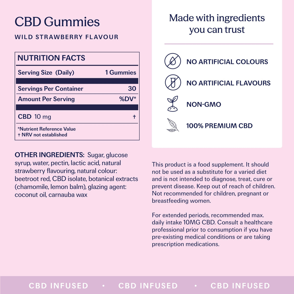TRIP CBD Infused Gummies, 300mg CBD, High Strength, Wild Strawberry, 30x