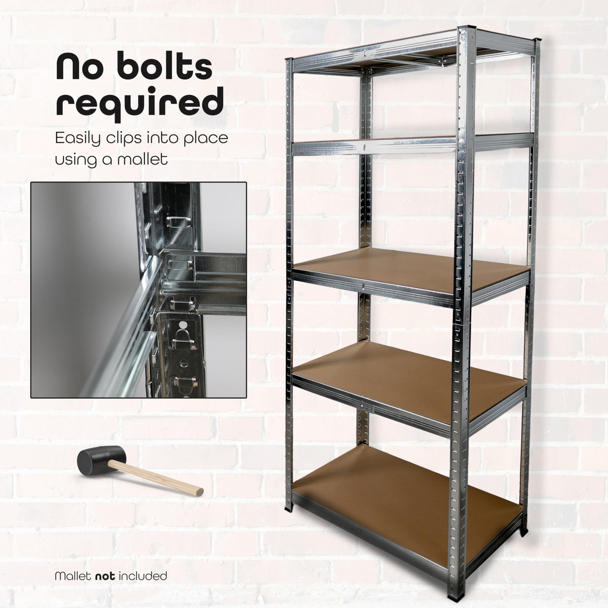 DIVCHI 5 Tier Storage Rack Heavy Duty Shelving Aluminium Garage Shelves Shed Storage Racking Shelf For Warehouse Workshop & Office (Black, Pack of 1) Up to Maximum 175 kg Per Shelf