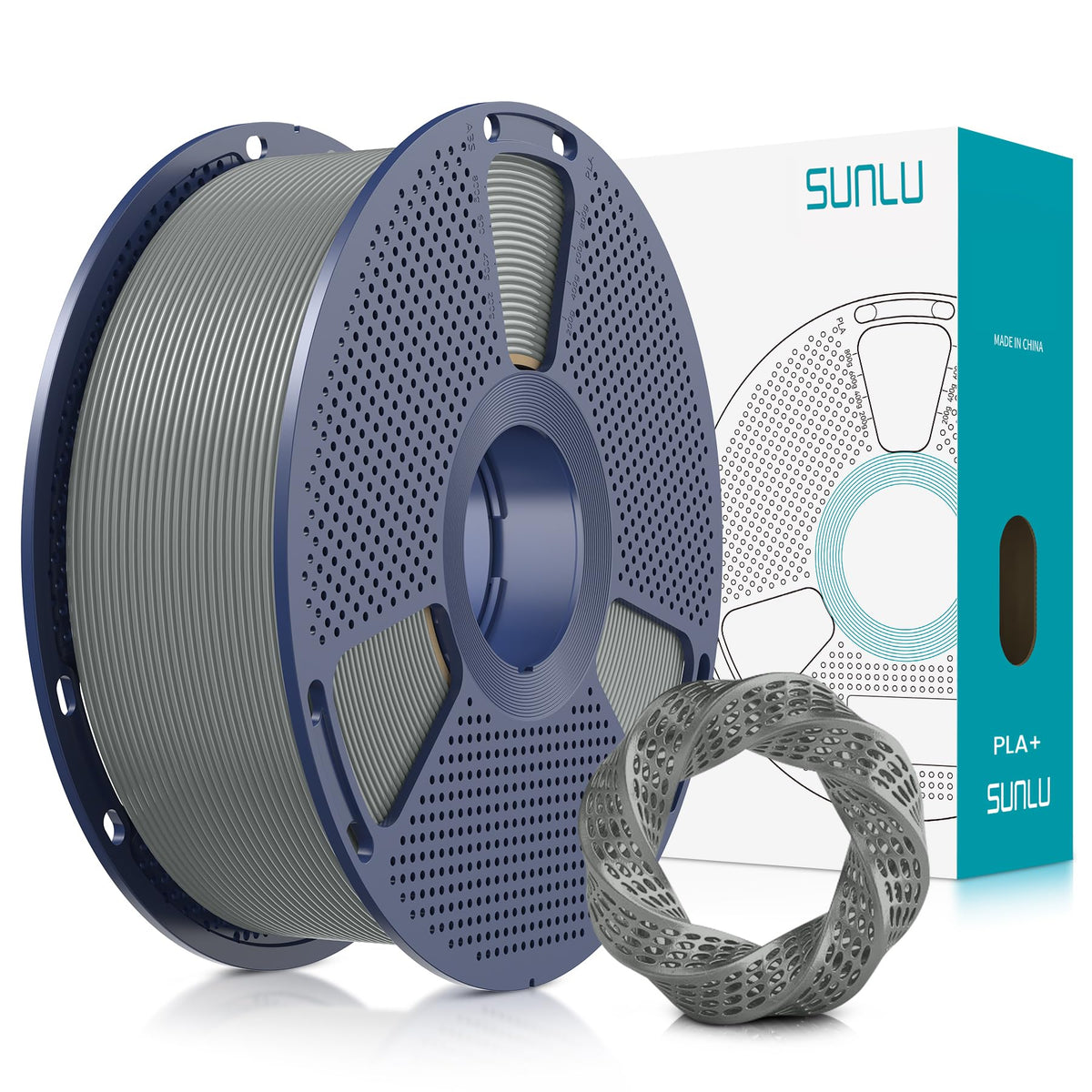 SUNLU PLA+ 3D Printer Filament, Tougher PLA Plus Filament 1.75mm, 1KG Black