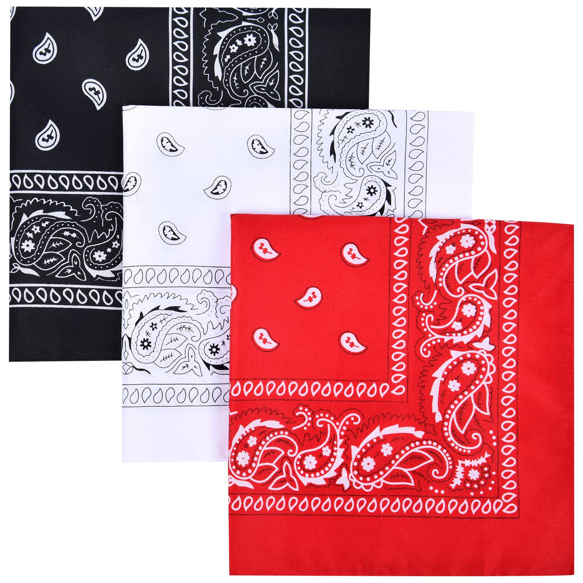 Aomig Bandana Head Scarf for Men and Women, Stylish Cowboy Headband Handkerchief, Multi-purpose Hair Scarf Paisley Print Unisex Headwraps, Bib Party Face Covering Headwear for Motorcycling