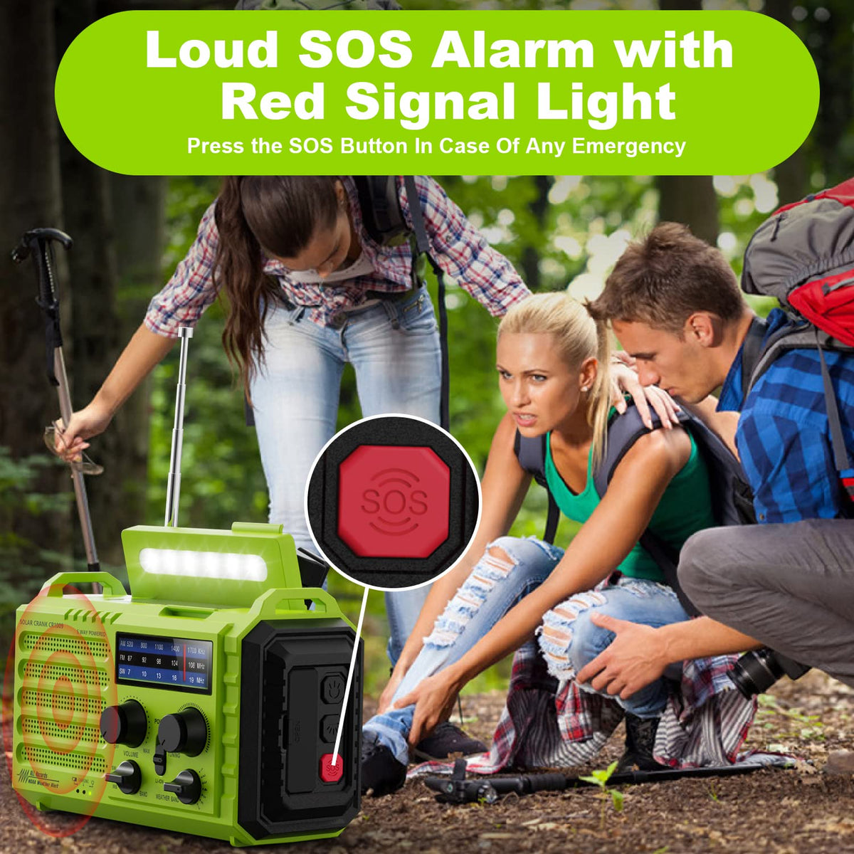 Mesqool Wind Up Radio Solar Powered, 5000mAh Emergency Hand Crank AM FM Radio with Flashlight, Reading Lamp, USB Phone Charger, SOS Alarm and Compass