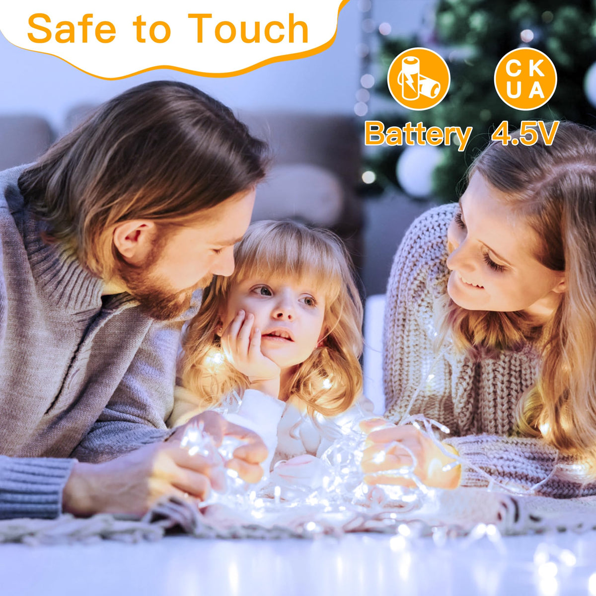 Ollny Fairy Lights Battery Operated, 10m 100 LEDs Bright Battery Powered String Lights, Cool White Outside Christmas Lights Waterproof with 8 Modes/Timer for Indoor Outdoor Bedroom Garden Decorations