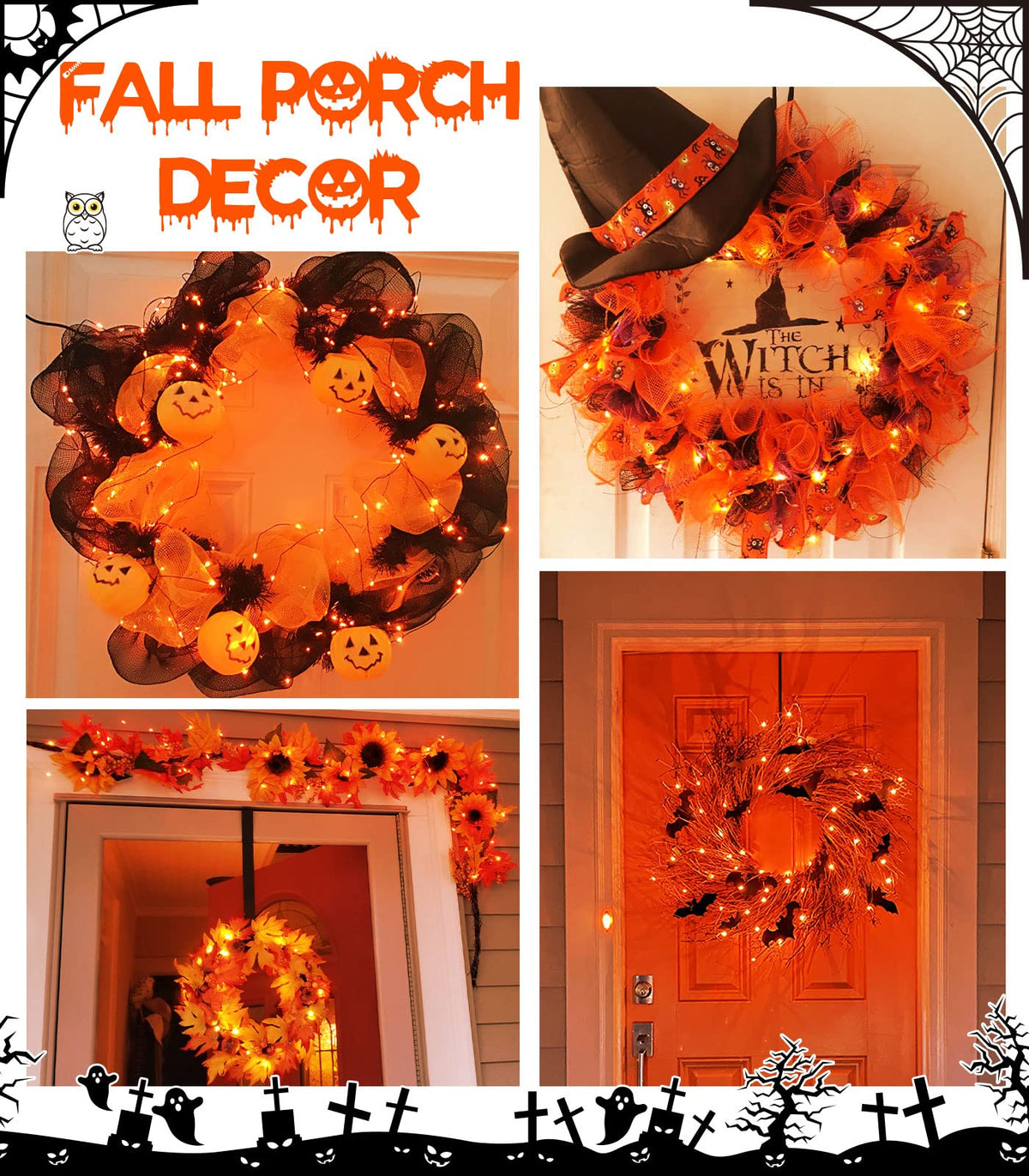 cshare Halloween Decoration Lights,Orange Fairy Lights, 3m 9.8ft 30 LED Halloween Decor String Lights Micro Silver Wire Battery Operated for Autumn Door Window Party Fall Decor.