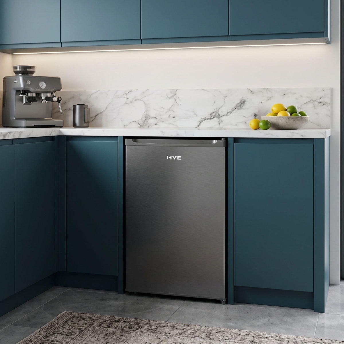 HYE Under Counter Freezer - 60L capacity, 85cm Height, 48cm Width, Black