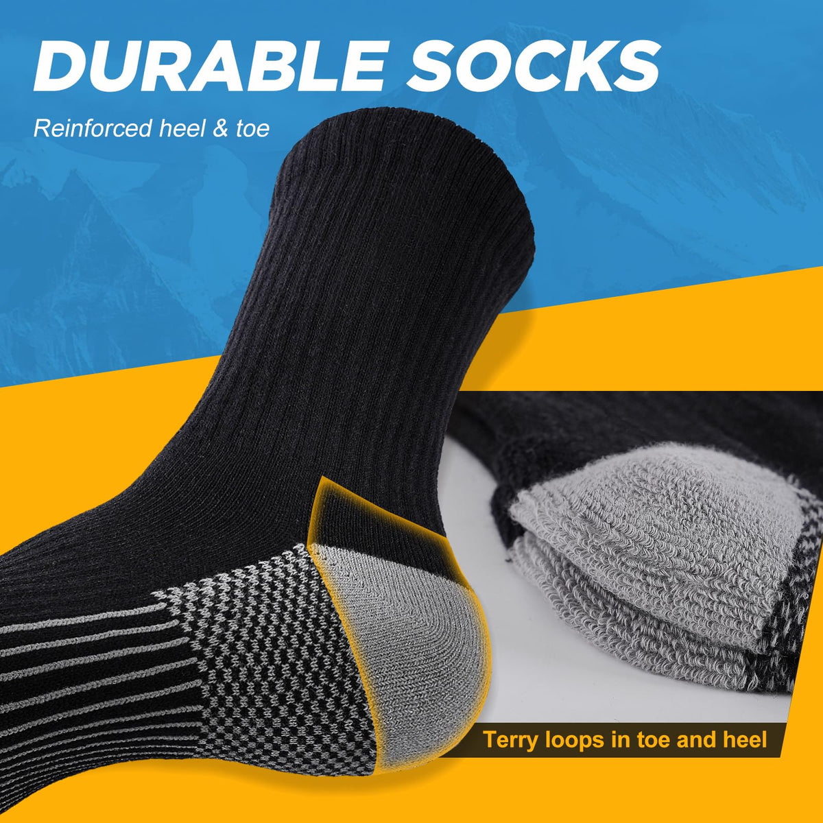 Cirorld Mens Sports Socks, 6/8 Pairs Work Boot Socks for Men & Women
