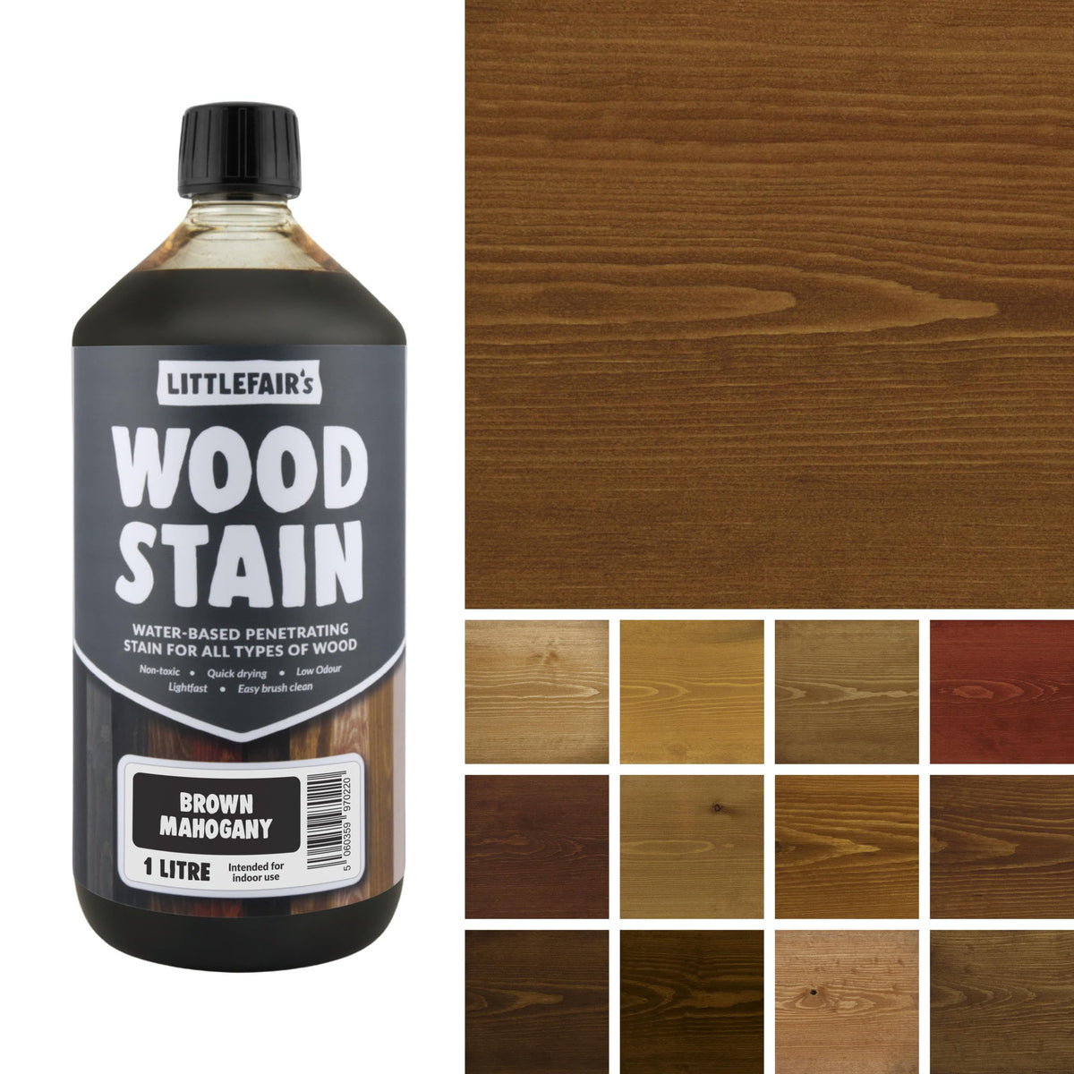 Littlefair's Wood Stain Water-Based - (Very Red Mahogany) – Non-Toxic, Eco-Friendly & Quick Drying - Easy-to-Apply, Concentrated Formula for All Wood Types – 15ml Tester Pot