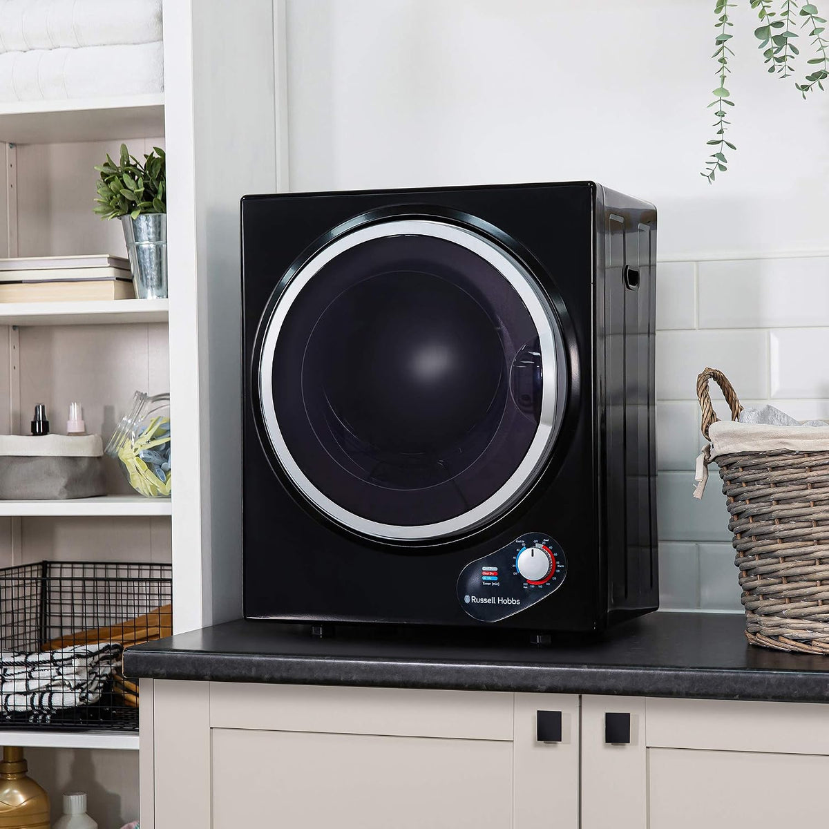 Russell Hobbs RH3VTD800 White 2.5kg Compact Mini Vented Tumble Dryer, Portable, Freestanding Table top Dryer with 3 Heat Settings small