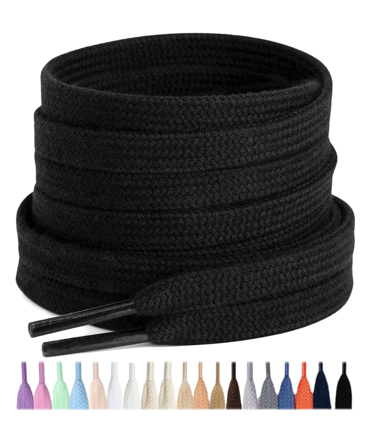 Stepace 2 Pairs Cotton Flat Shoe Laces 8mm Wide Shoelaces for Sneaker