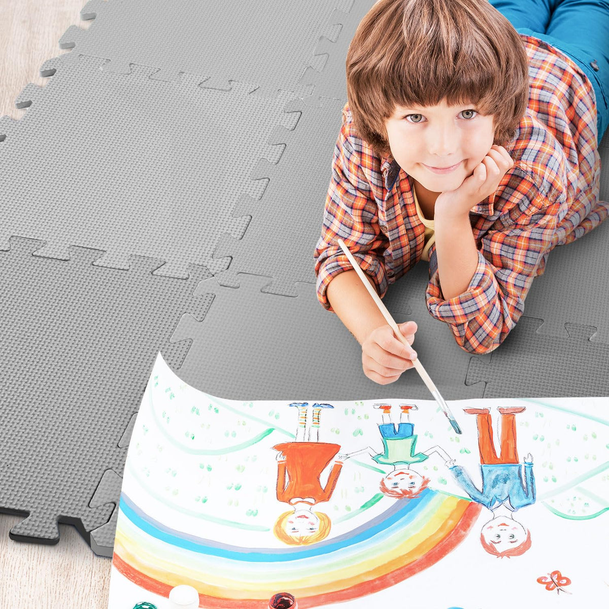 kidoola Foam Baby Play Mat (29x29cm) – Thick & Soft EVA Foam Interlocking Floor Tile Matting for Children – Large Multi Colour, Safe & Comfortable 7mm Thick Play Flooring (9pc)