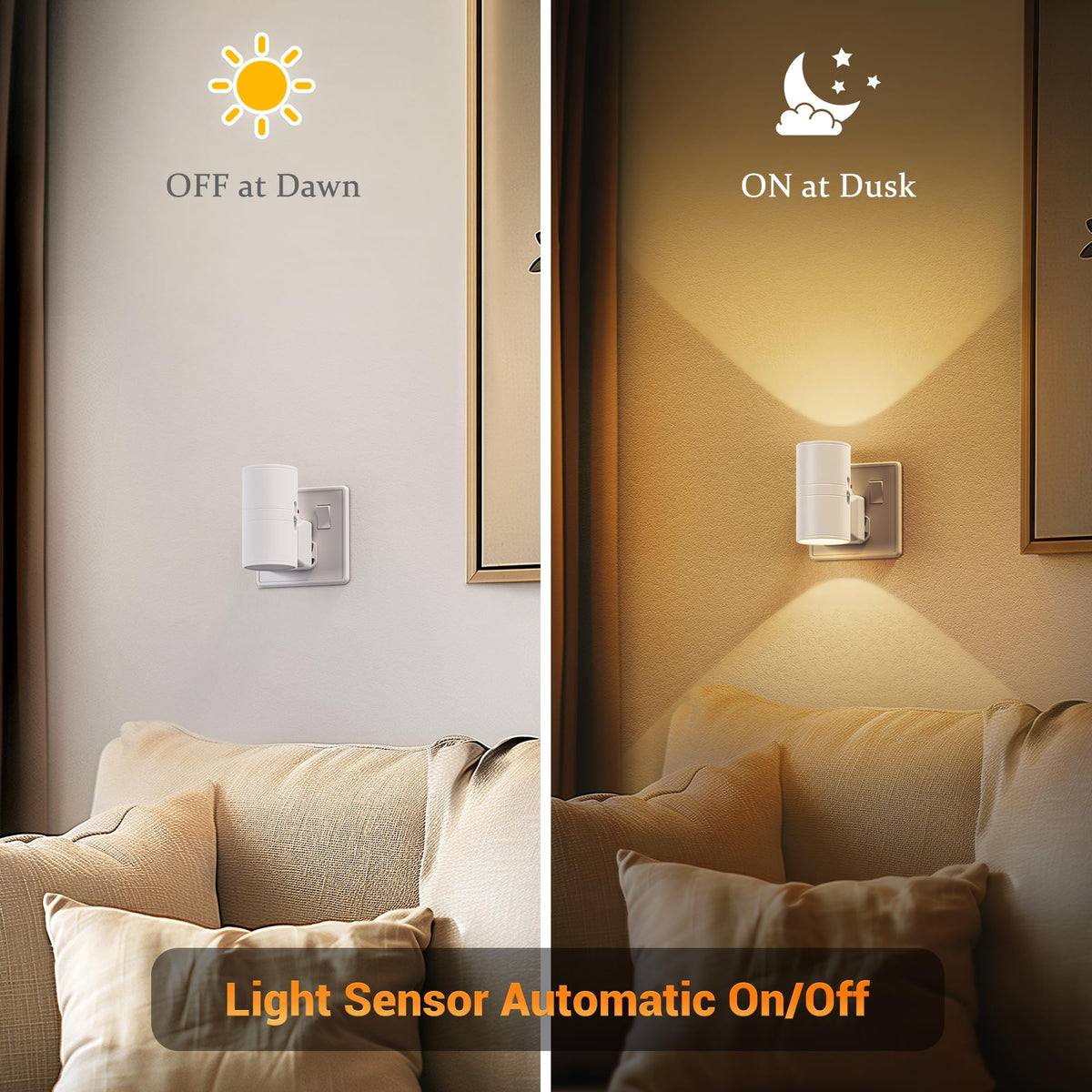 JandCase Night Light, Night Light Plug in Wall with Dusk to Dawn Sensor