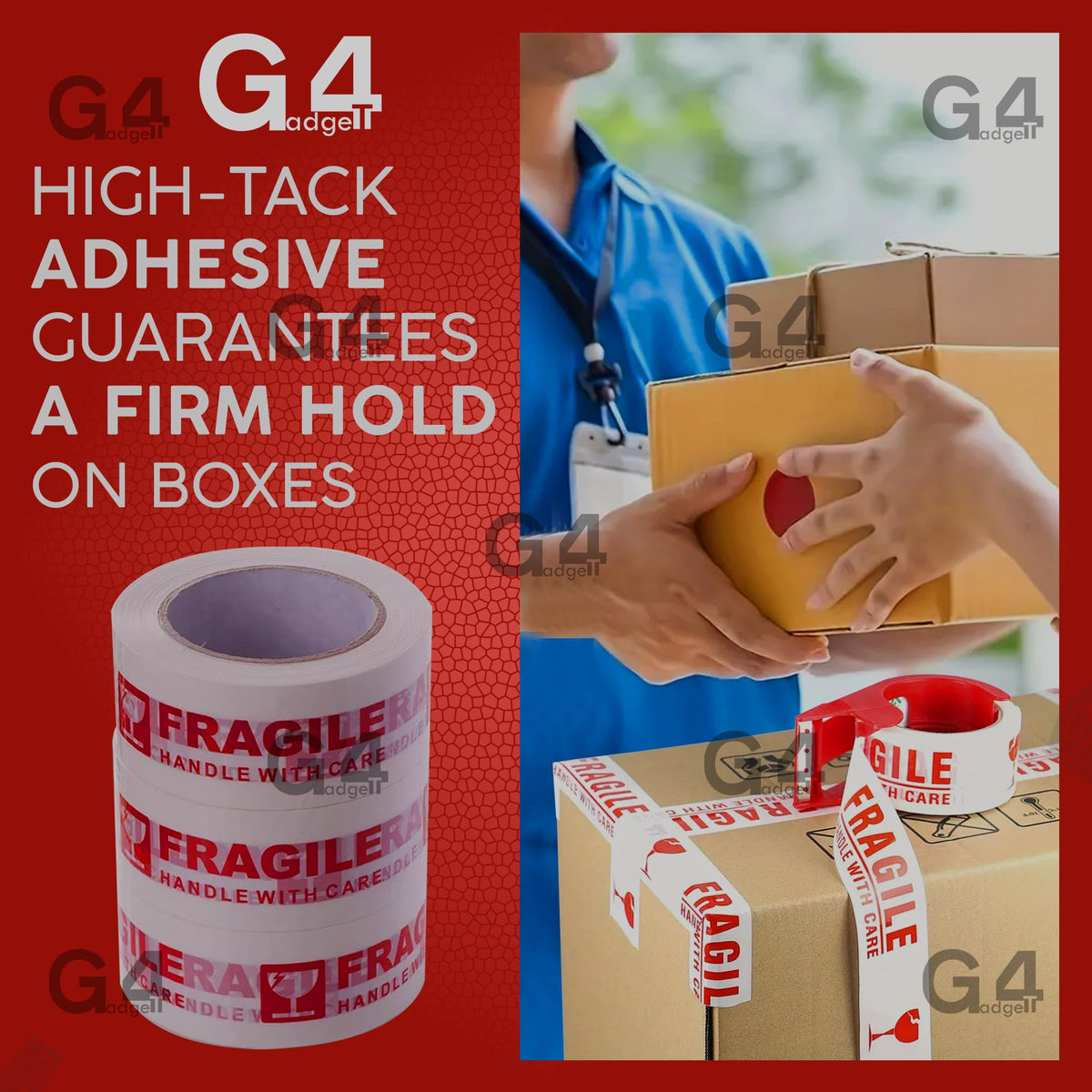 G4GADGET Pack of 3 Clear Packing Tape - Heavy Duty Transparent Tape 48mm x 66m - Ideal for Moving, Packing Boxes, and Secure Packaging