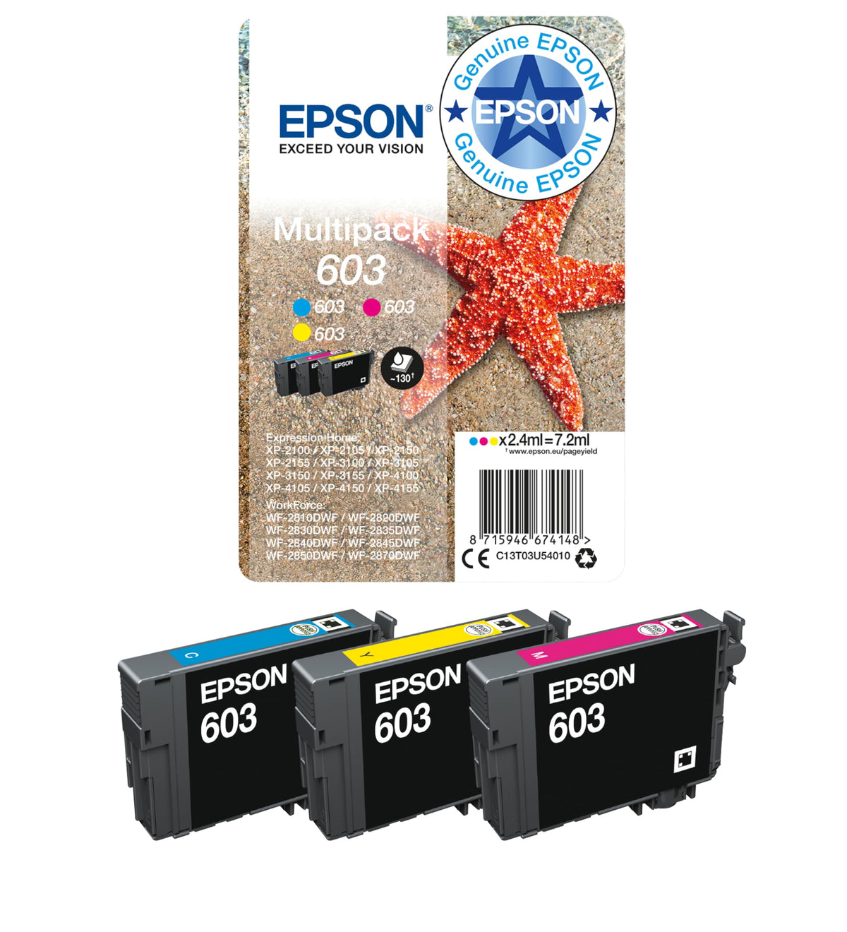 Epson 603 Starfish Genuine , 4-Colours Multipack Ink Cartridges