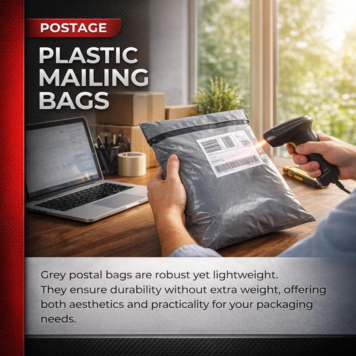 Large Postage Bags for Clothes Vinted - 25 Packs 17x24 Inch Mailing Bags, Self Seal Waterproof Parcel Bag - Heavy Duty Grey Poly Mailers for Packaging, Shipping & Delivery - (432 x 610 mm)