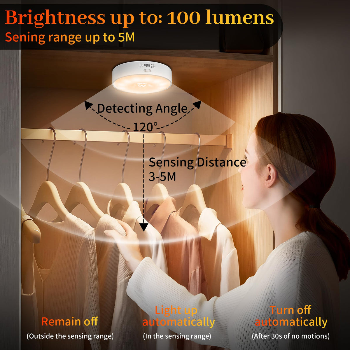 daphomeu Motion Sensor Lights Indoor,6 Pack Wireless USB Rechargeable Cupboard Lights,Stick on Wall Night Light,Battery Operated for Stair Wardrobe Corridors Closet Under Cabinet Kitchen Puck Lights